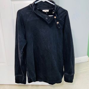 Distressed Fleece Lined Collared Crew